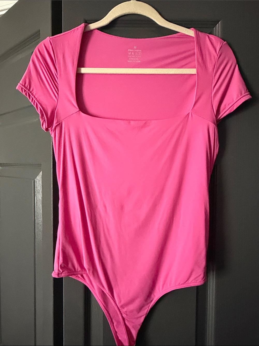 Amazon Hot Pink Short Sleeve Square Neck Bodysuit
